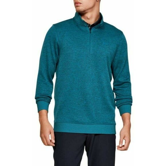 Under Armour 1281267 417 Storm Teal Blue Men Sz M Golf 1/4 Zip LS Sweater Fleece - Picture 1 of 7